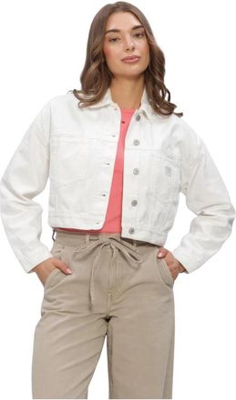 Tommy Jeans Back Logo Oversized Denim Trucker Jacket - Dames - Spijkerjassen - Wit - M - Denim - Jassen