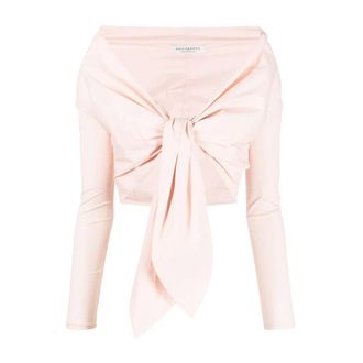 Philosophy di Lorenzo Serafini Overhemden, Dames, Roze, M, Knoop Detail Cropped Top