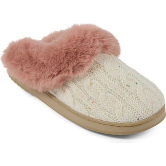 Floopi Faux Fur Trim Scuff Slipper in White at Nordstrom Rack, Size X-Large