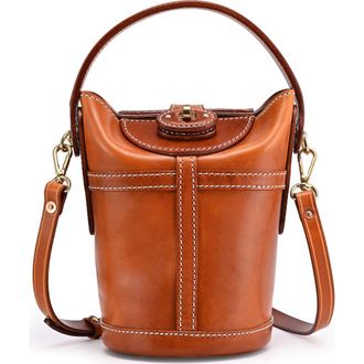 OLD TREND Begonia Genuine Leather Vintage Bucket Crossbody in Caramel at Nordstrom
