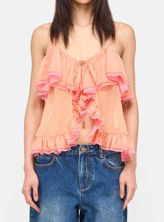 Ronny Kobo Ciara Chiffon Top In Creamsicle Bubble Gum