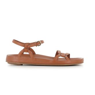 Del Carlo Flat Sandals, female, Brown, Size: 7 1/2 US Zeus Sandal