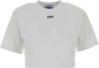 Off-white Off Stamp Rib Cropped Tee - Dames - T-shirts - Wit - XS - Tops