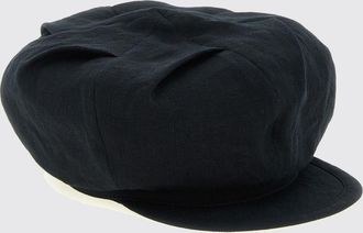 Yohji Yamamoto Cappello con visiera in lino con design drappeggiato