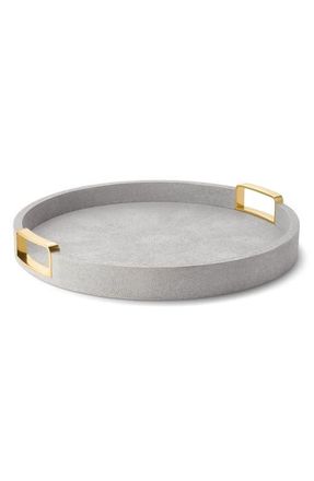 Aerin Carina Shagreen Small Round Tray in Dove at Nordstrom