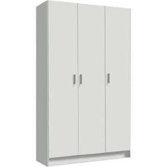 Dmora Armario Multiusos Beaumont, Armario Auxiliar De 3 Puertas, Armario Zapatero, Armario De Escobas, Cm 109x37h180, Blanco