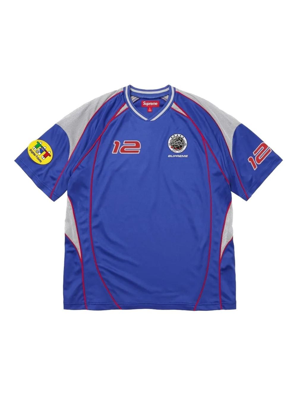 SUPREME piping soccer jersey - men - Fabric - L - Blue from