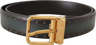 Dolce & Gabbana Mens Leather Belt Modeldark Grey - Size 90 cm