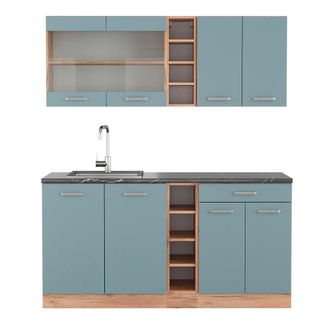 Vicco Cocina Vers&aacute;til R-line, Roble Azul-gris-dorado, 160 Cm, Et Antracita, Vicco