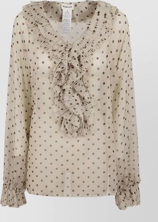 Parosh long sleeve v neck polka dot blouse