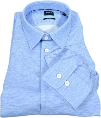 HUGO BOSS Roan Kent Shirt - Heren - Zakelijke Overhemden - Blauw - S - Leer - Overhemden