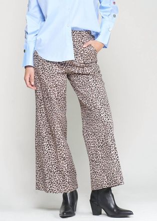 Vilagallo Leopard Print Trousers In Tan Muriel