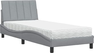 vidaXL Letto Con Materasso Grigio Chiaro 90x200 Cm In Tessuto - Vidaxl