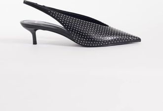 Mango Scarpe con tacchetti a spillo a punta nere decorate-Nero