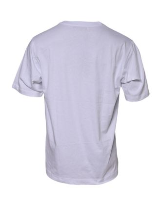 Dolce & Gabbana White Cotton Logo Print Crew Neck Mens T-shirt (Pre-Owned)
