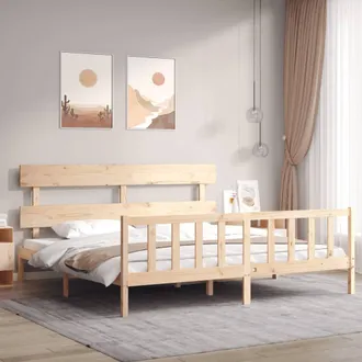 vidaXL Estructura De Cama De Matrimonio Con Cabecero Madera Maciza Vidaxl