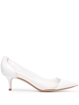 Gianvito Rossi Plexi 55mm leather pumps - women - Leather/Leather/Leather - 40.5 - White