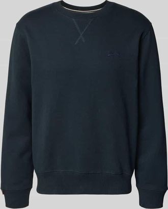 Superdry Sweatshirt mit Rundhalsausschnitt und Label-Stitching in Marine, Gr&ouml;&szlig;e XXXL