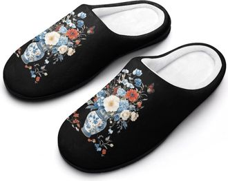 Generic Flowers And Butterfly Fashion Cotton Slippers for Women Memory Foam House Slippers Non-Slip House Bedroom Shoes