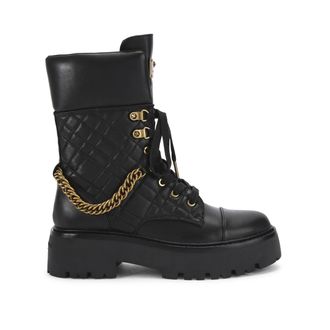 Kurt Geiger Womens Leather Brixton Cuff Lace Up Boots - Black - Size UK 6
