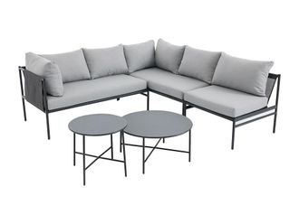 VENTE-UNIQUE.COM Conjunto de sal&oacute;n para jard&iacute;n metal gris antracita