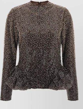 Rotate embellished peplum long-sleeve top