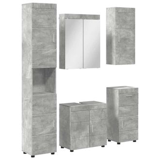vidaXL Juego De Muebles De Ba&ntilde;o Tulum 5 Uds. Gris Concreto Vidaxl