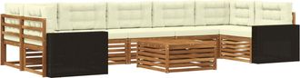 vidaXL Conjunto De Sof&aacute;s De Exterior 8 Uds. Natural Y Crema Vidaxl