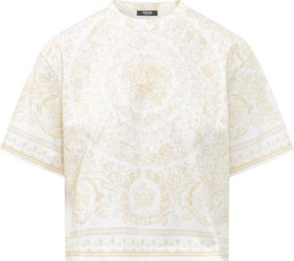 Versace White Printed Crew Neck T-Shirt