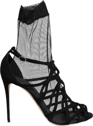 Dolce & Gabbana Zwarte Tule Rekbare Hak Sandalen Schoenen