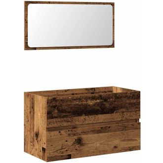 vidaXL Bathroom Cabinet with Mirror Old Wood Engineered Wood Vidaxl