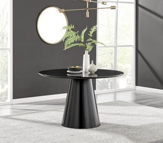 Furniturebox Palma 120cm 6-Seater Round Pedestal Dining Table In Multiple Finishes in Black
