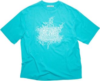 Acne Studios Fluorescerend Blauw Logo T-shirt - Heren - T-shirts - Blauw - L - Katoen - Tops