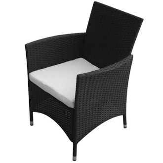 Berkfield Home Sturdy 5 Piece Outdoor Dining Set with Cushions Poly Rattan Black