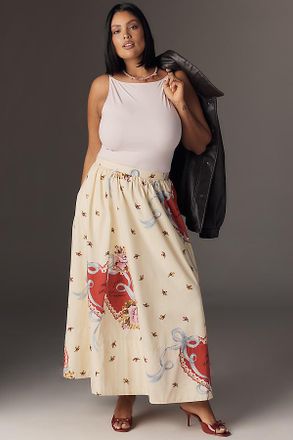 Maeve The Jacie Poplin Printed Maxi Skirt by Maeve