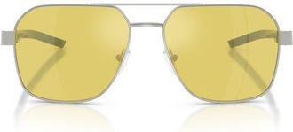 Ferrari 57mm Square Sunglasses in Silver /Yellow Mirror at Nordstrom