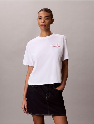 Calvin Klein Jeans Calvin Klein Womens Cursive Calvin Klein Graphic Boxy Tee - Open White - XL