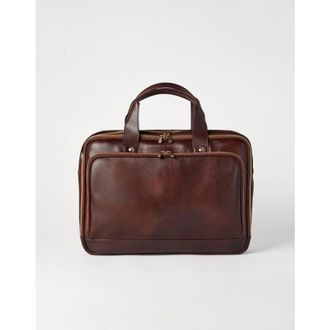 Brunello Cucinelli Mens Burgundy Leather Briefcase