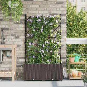 Berkfield Home Garden Planters with Water Irrigation System 2 pcs Brown