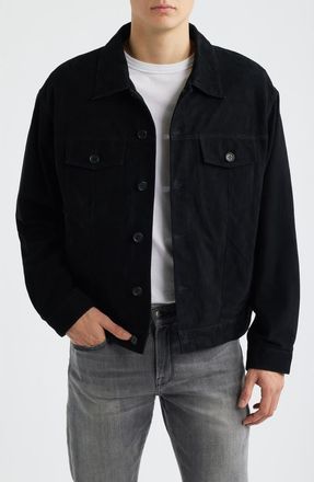 Nn.07 Roy Suede Trucker Jacket in Black at Nordstrom, Size Xx-Large