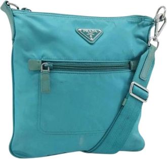 Prada Pre-owned Cross Body Bags, female, Blue, Size: ONE SIZE Pre-owned Nylon Cross Body Bag