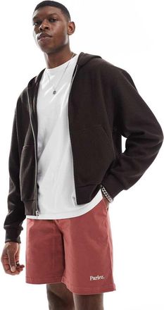 Parlez Clothing Wilmot drawstring logo shorts in rust-Orange