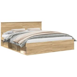 vidaXL Bed Frame with Headboard Sonoma 200 x 200 cm Engineered wood vidaXL