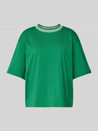 Jake*s Casual Oversized T-Shirt mit geripptem Rundhalsausschnitt in Grass, Gr&ouml;&szlig;e XS