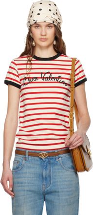 Valentino Garavani Striped Cotton Jersey T-Shirt from