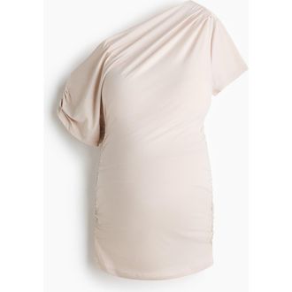 H&M Mama Draped One-shoulder Top in Light Beige at Nordstrom, Size Xx-Large