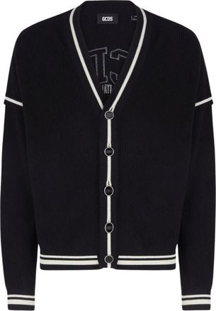GCDS Logo Gebreide Cardigan - Dames - Vesten - Zwart - XS - Katoen - Truien & Vesten