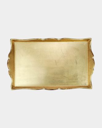 Vietri Florentine Wooden Accessories Gold Handled Medium Rectangular Tray