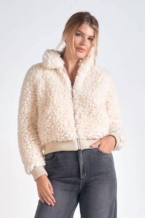 Elan Sherpa Bomber Jacket In Vanilla