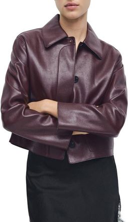 Mango Sabina Faux Leather Jacket in Maroon at Nordstrom, Size X-Large